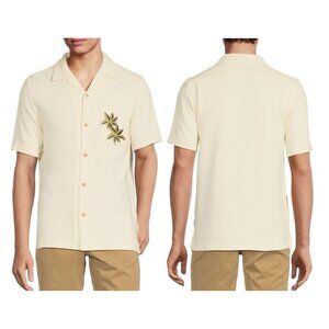 Rowm Outsider's Oasis Short Sleeve Embroidered Camp Weekender Shirt Size XXL NWT